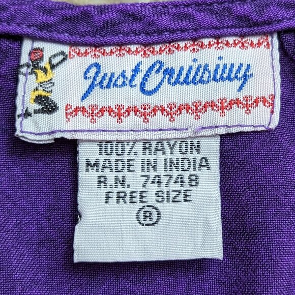 VTG 90s Y2K Purple Eyelet Floral Embroidery Long Sleeve Flowy Babydoll Top - Picture 5 of 5